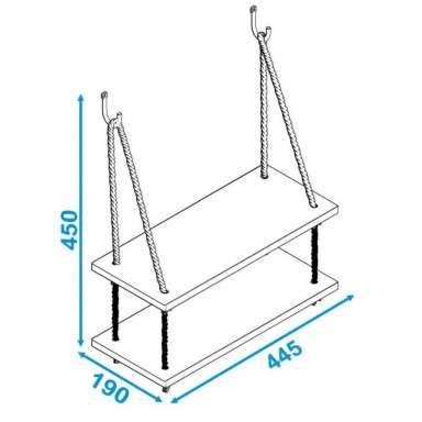 A Drawing Of A Shelf With Two Hooks On The Top And One Hook At The Bottom