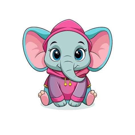 El Lindo Beb Elefante Con Capucha Vector Premium