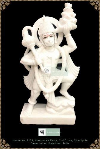 Golden Gold Plated White Marble Hanuman Ji Statue For Worship Size