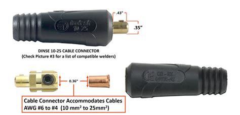 Dinse Style Welding Cable Plug Connector Different Sizes 10 25 35 70