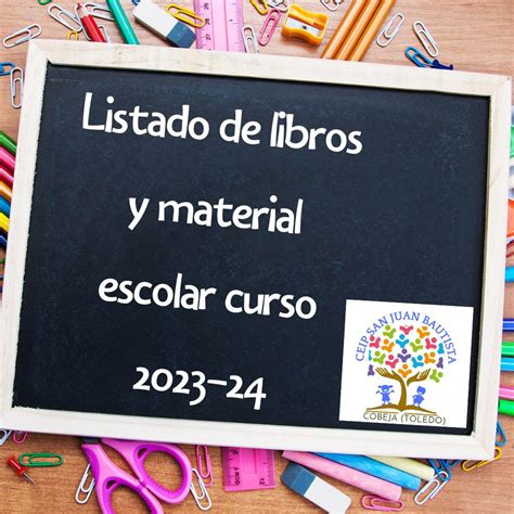 LISTADO DE MATERIALES Y LIBROS CURSO 2023 24 CEIP San Juan Bautista