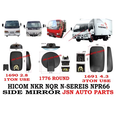 Side Mirror Cermin Sisi Hicom Perkasa Nqr Nkr Npr N Series Sl