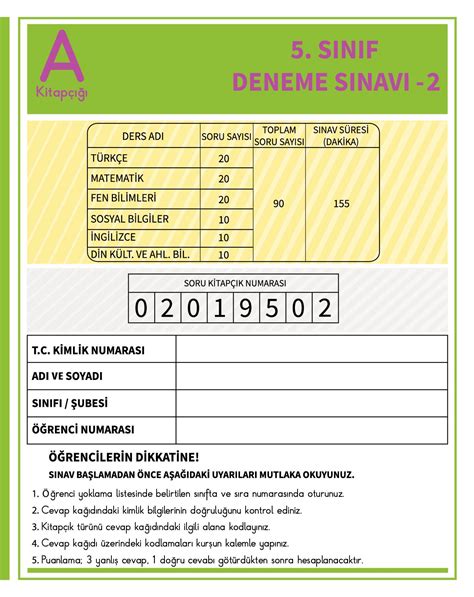 Calaméo 5 SINIF DENEME SINAVI A GRUBU KDS 2