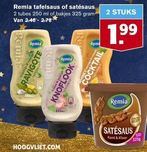 Remia Tafelsaus Of Satesaus Ml Aanbieding Bij Hoogvliet