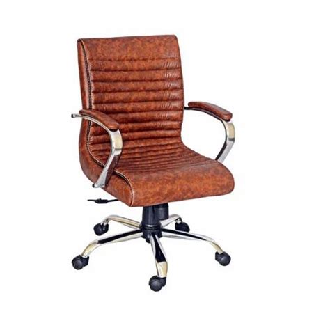 Mid Back Tan Leather Office Chair At Rs 3950 In Mumbai ID 2849775330488