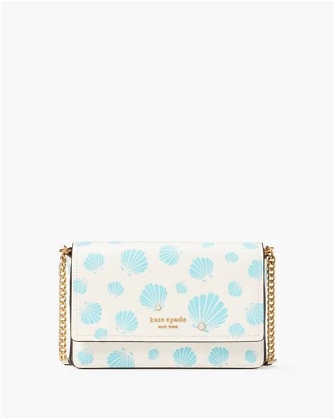 Kate Spade Morgan Seashell Embossed Flap Chain Wallet Bag Preppy