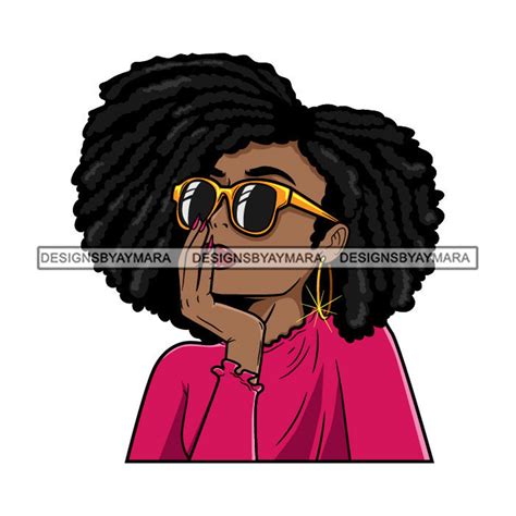 Afro Dope Woman Kinky Hairstyle Hipster Fashion Cool Glasses Hipster