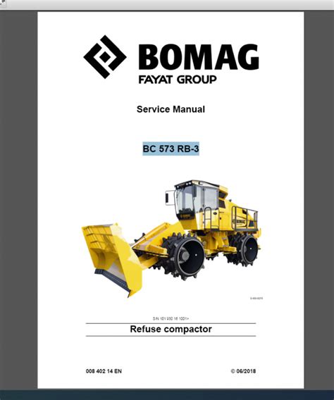 Bomag Refuse Compactor Bc Rb Service Manual