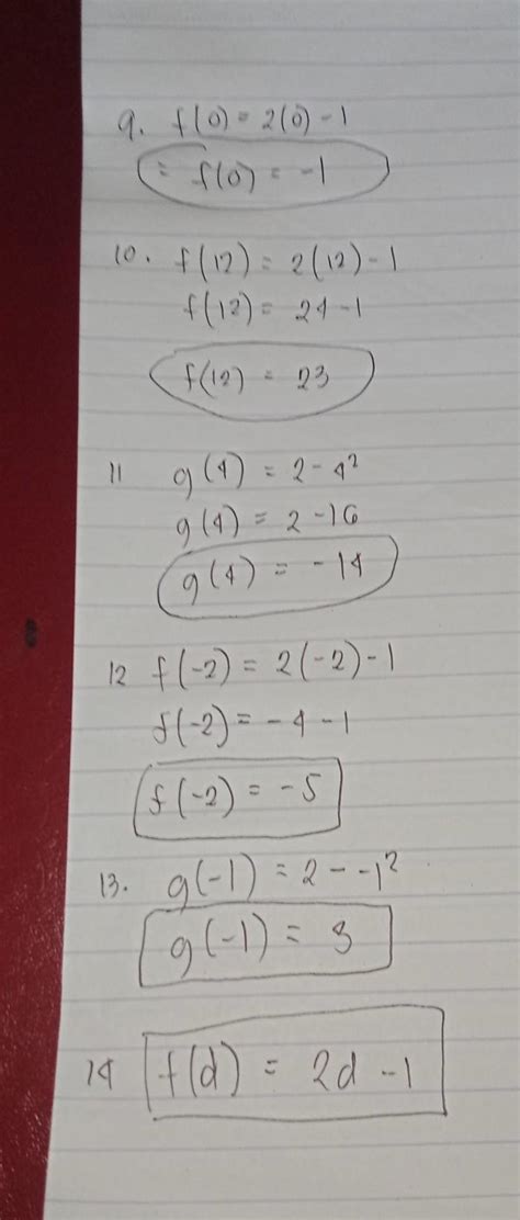 Find Each Value If F X 2x 1 And G X 2 X2 9 F 0 10 F 12 11 G 4 12 F