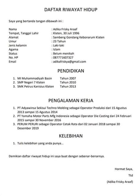 Contoh Daftar Riwayat Hidup Pns Doc Contoh Surat Hot Sex Picture