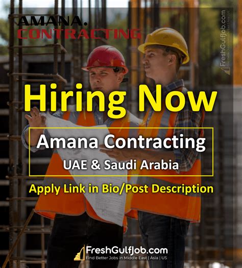 Amana Contracting Jobs Careers Uae Qatar Saudi Arabia