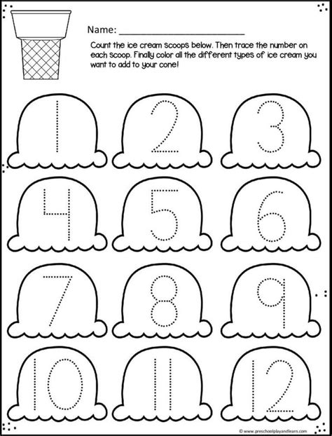 The Number Ten Ice Cream Cones Worksheet