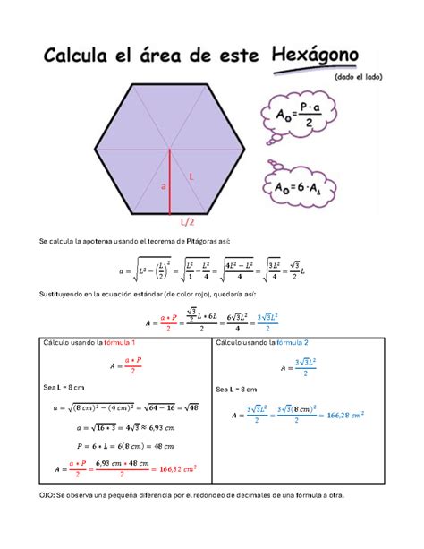 Rea De Un Hex Gono Rea De Un Poligono Regular Se Calcula La