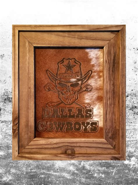 Dallas Cowboys Skull Branded Cowhide Rustic Art