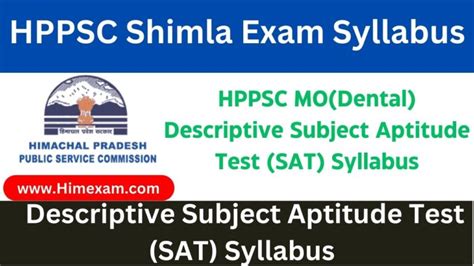 Hppsc Mo Dental Descriptive Subject Aptitude Test Sat Syllabus