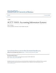 Acct Accounting Information Systems Pdf University Of Montana