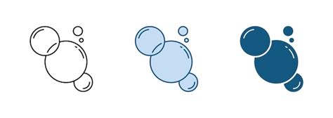 Premium Vector Fizz Water Bubble Line And Silhouette Icon Set Oxygen