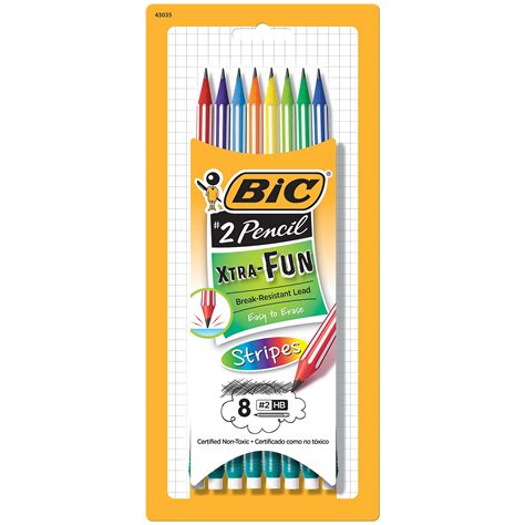 BIC #2 Pencil Xtra Fun Stripes Cased Pencil PGESP81-BLK - Walmart.com ...