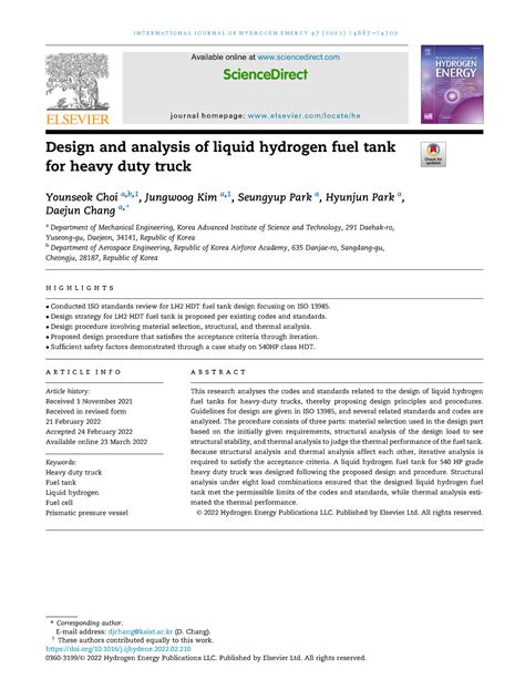 Design and analysis of liquid hydrogen fuel tank for heavy duty truck ...