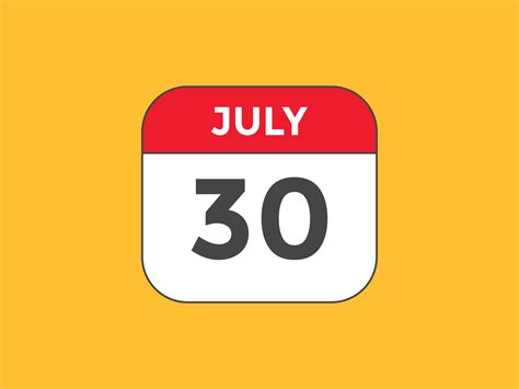 july 30 calendar reminder. 30th july daily calendar icon template ...