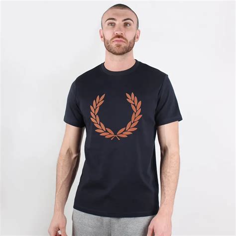 Fred Perry Navy Flock Laurel Wreath T Shirt At Pritchards