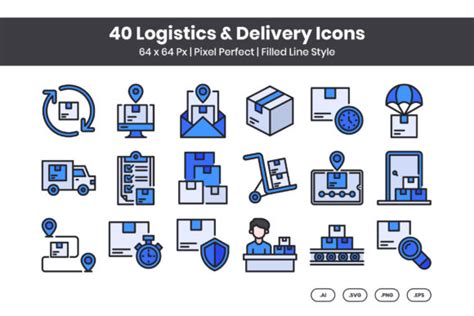 40 Logistics Delivery Icons Filled Graphic By Kmgdesignid