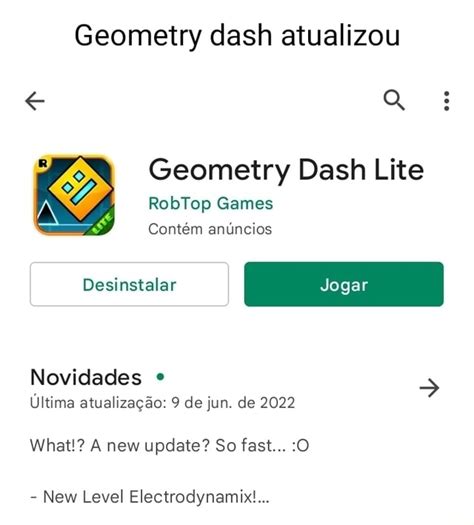 Geometry dash atualizou Geometry Dash Lite RobTop Games Contém anúncios