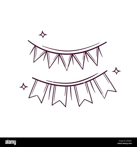 Hand Drawn Bunting Flags Doodle Vector Sketch Illustration Stock