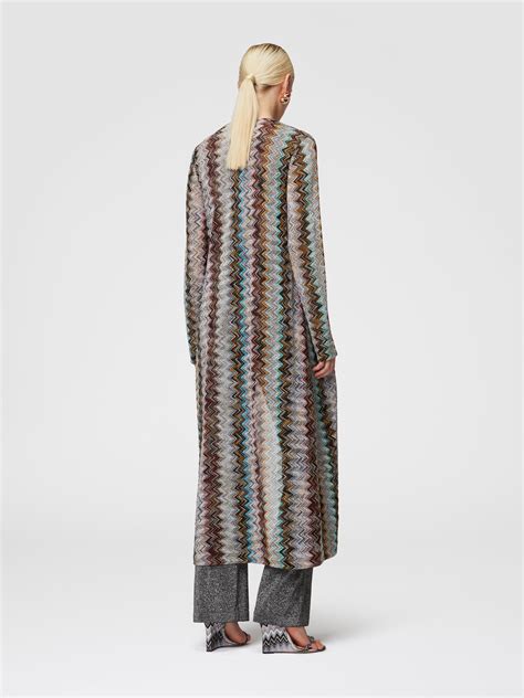 Long Cardigan In Viscose Blend Zig Zag Lam Multicoloured Missoni