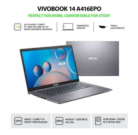 Laptop Asus A416EPO VIPS553 I5 1135G7 MX330 8Gb 512Gb 14