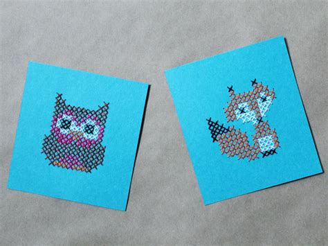 How To Cross Stitch On Paper A Fox And An Owl Loulou