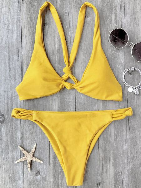 Knotted Padded Scoop Bikini Set Ncocon