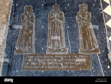 Historic Tudor Brass Floor Grave Memorial Holy Trinity Church Long Melford Suffolk England