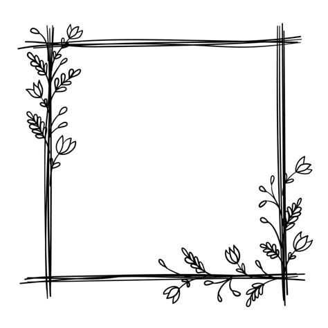 Botanical Ornament Square Frame Of Leaves Flowers Patterns For