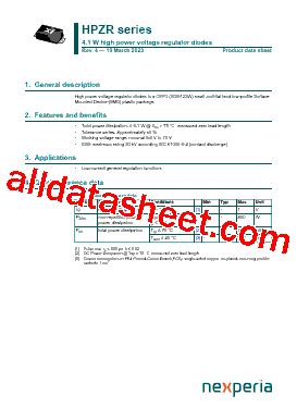 HPZR C11 Datasheet PDF Nexperia B V All Rights Reserved