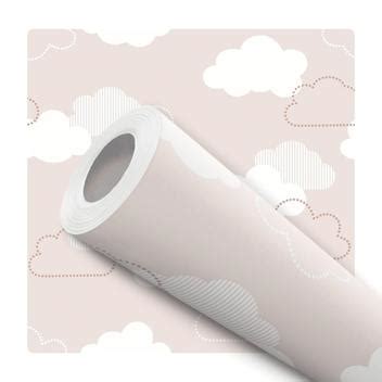 Papel De Parede Vinílico Nuvens Fundo Nude Quarto Infantil m