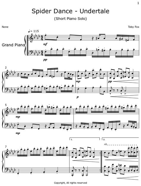 Spider Dance Undertale Sheet Music For Piano