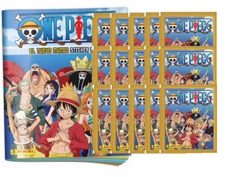 Álbum 15 sobres One Piece 2023 El Nuevo Mundo 4 cromos y 1 carta por