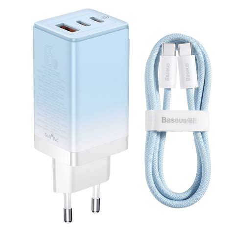 Carregador BASEUS 65W GAn3 Pro USB C Rápido Turbo CABO Tipo c