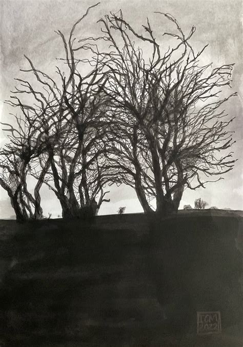 Dawn landscape #3 Drawing by Ian Males | Saatchi Art