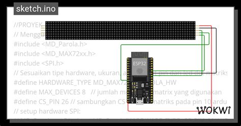 Proyek Animasi Teks Berjalan Led Dot Matriks Esp Wokwi Esp