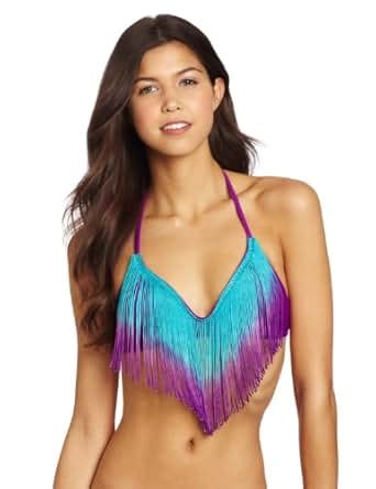 Amazon Bikini Lab Juniors Fringe Bralette Top Purple Small Clothing