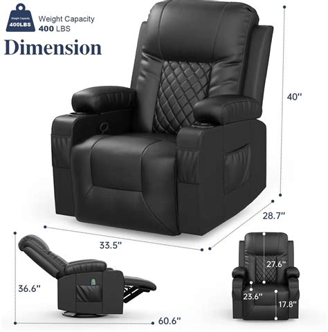 Heated Massage Recliner, Ergonomic Swivel Rocker for Living Room - Cave Supplies