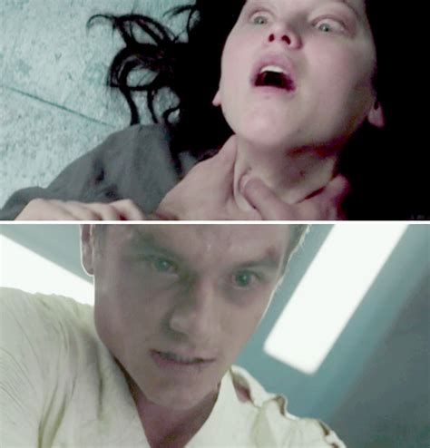 Peeta And Katnisss Faces When Peeta Strangleschokes Katniss In Mockingjay Part 1 When Hes