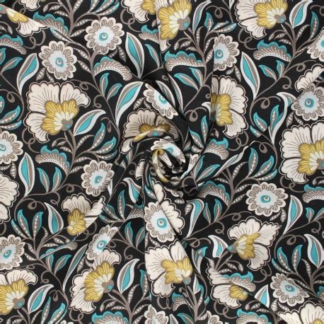 Tissu Viscose Radiance Art Fleur By Penelope Noir MPM