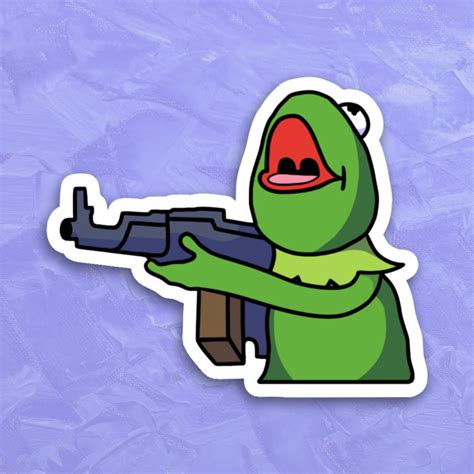 Kermit Holding Gun Sticker Cute Frog Decal Laptop Sticker Etsy