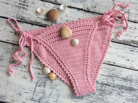 Crochet Pink Bikini Triangle Bikini Etsy