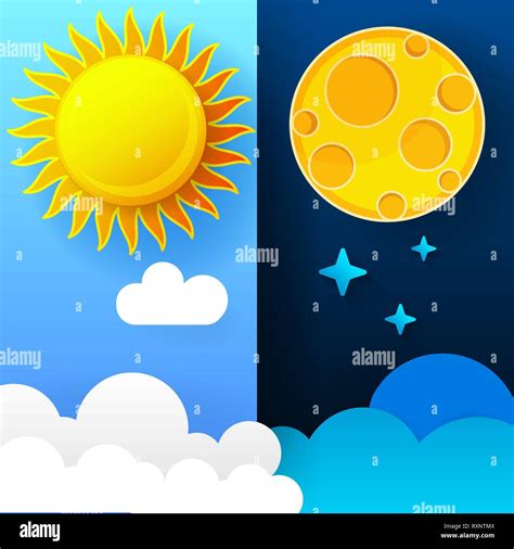 Ilustración vectorial de día y de noche Concepto de día noche el sol