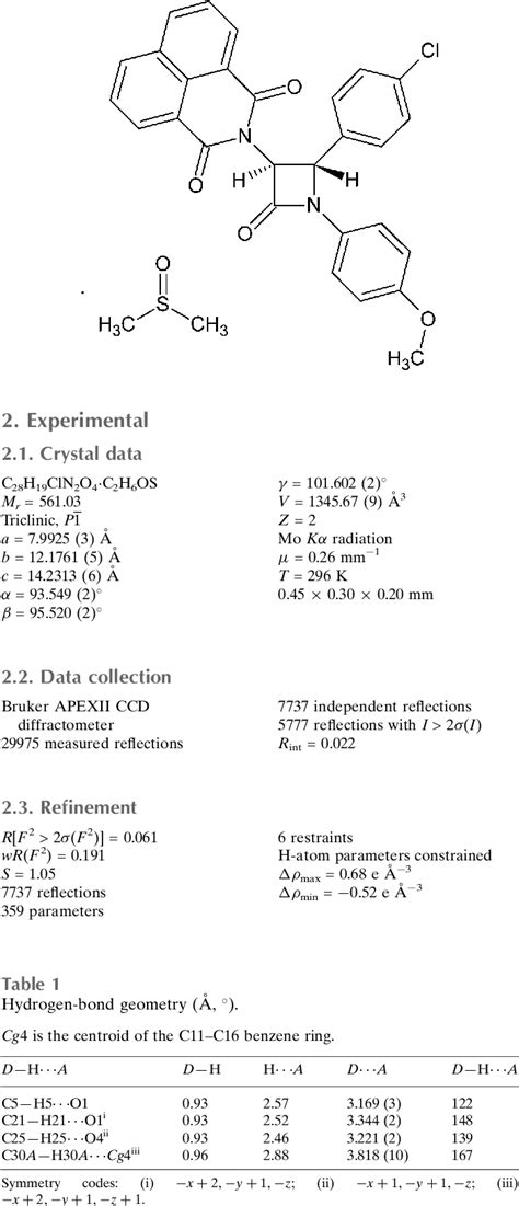 Table 1 From Crystal Structure Of 2 4 4 Chlorophenyl 1 4