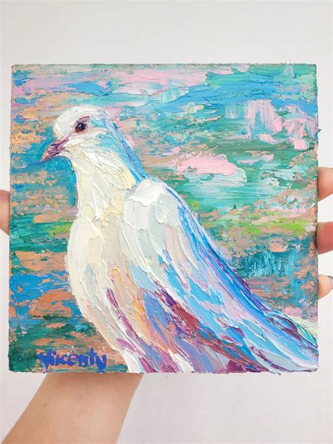 Dove Painting Bird Painting Original Artwork Impasto Oil Painting 6x6 ...